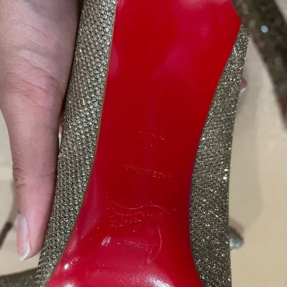 Christian Louboutin TOERLESS MUBE 100 GLITTER LUMINOR EU 40.5 - Picture 6 of 11